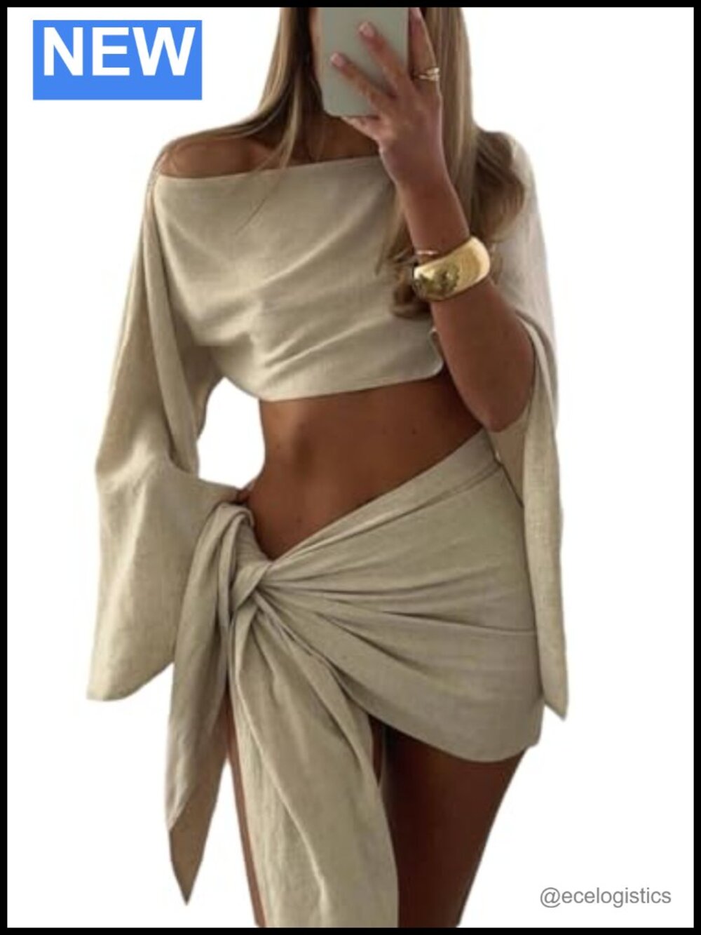Women's Two Piece Skirt Set One Shoulder Crop Top Low Waist Tie Mini Skirt